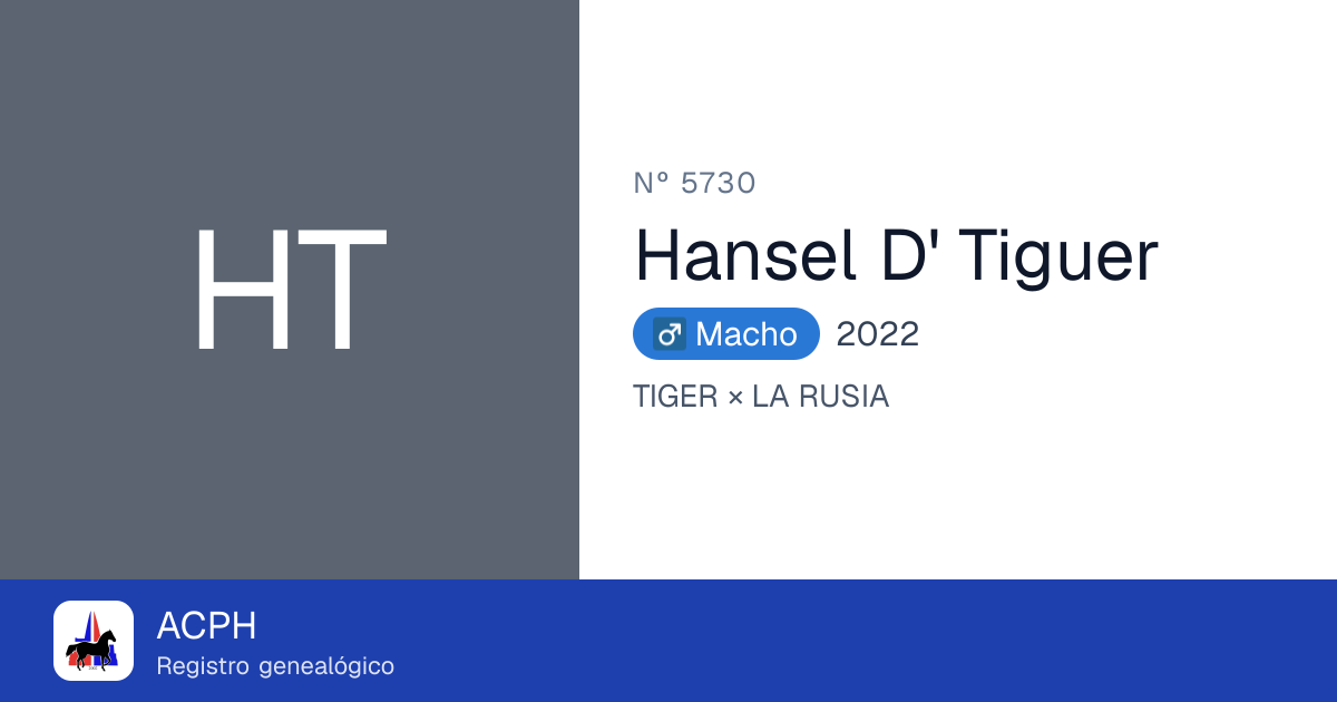 Hansel D' Tiguer · Nº 5730 — ACPH